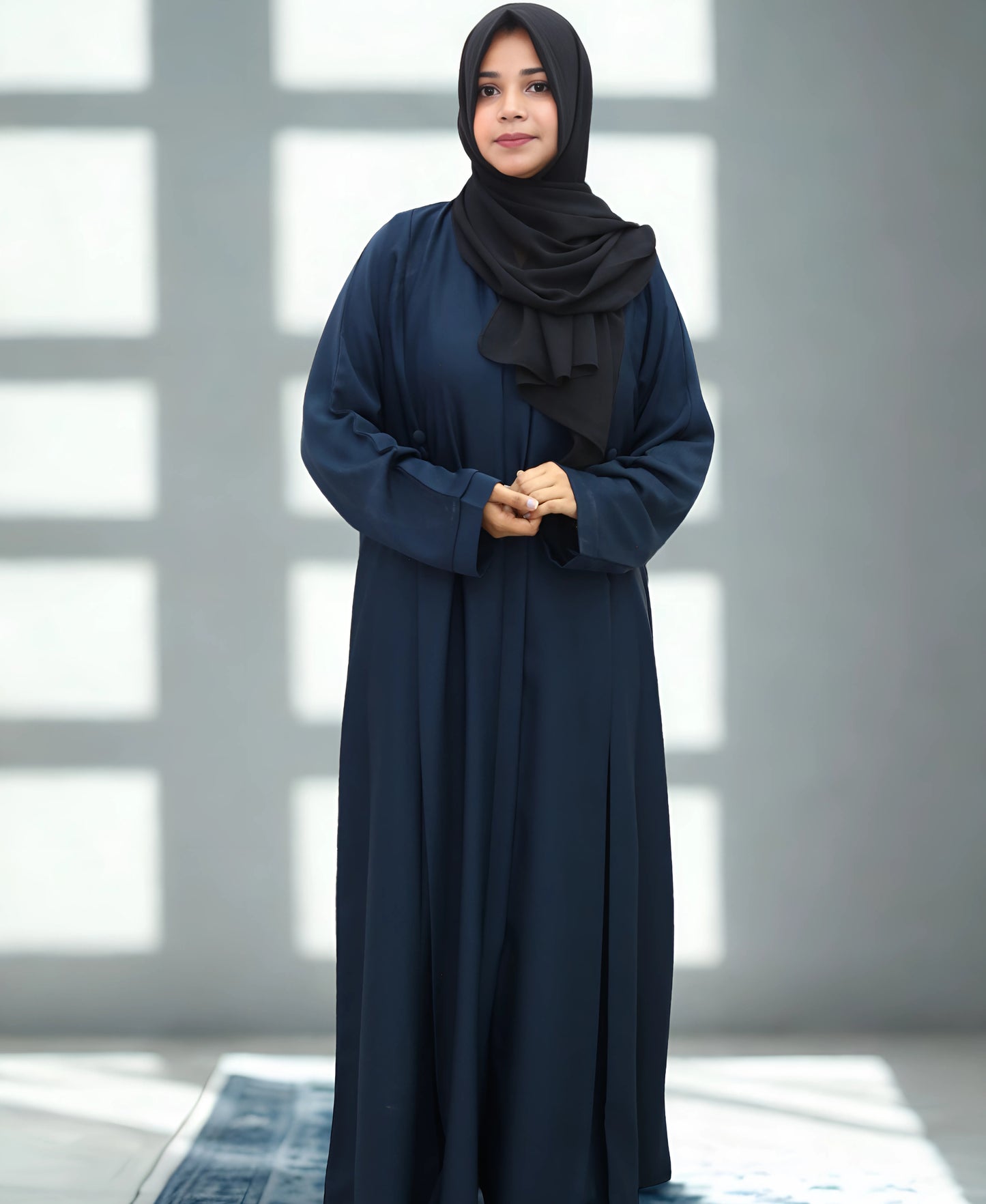 SEEMA Abaya in premium Zoom fabric – open style abaya with side buttons