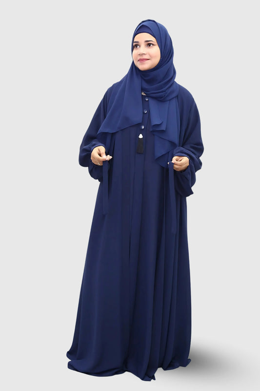 Beautiful modest clothing look featuring an abaya and hijab from Admire Hijab.