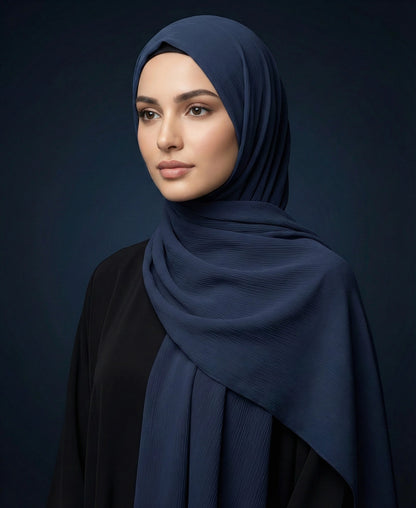 Navy Blue - Crinkle Silk