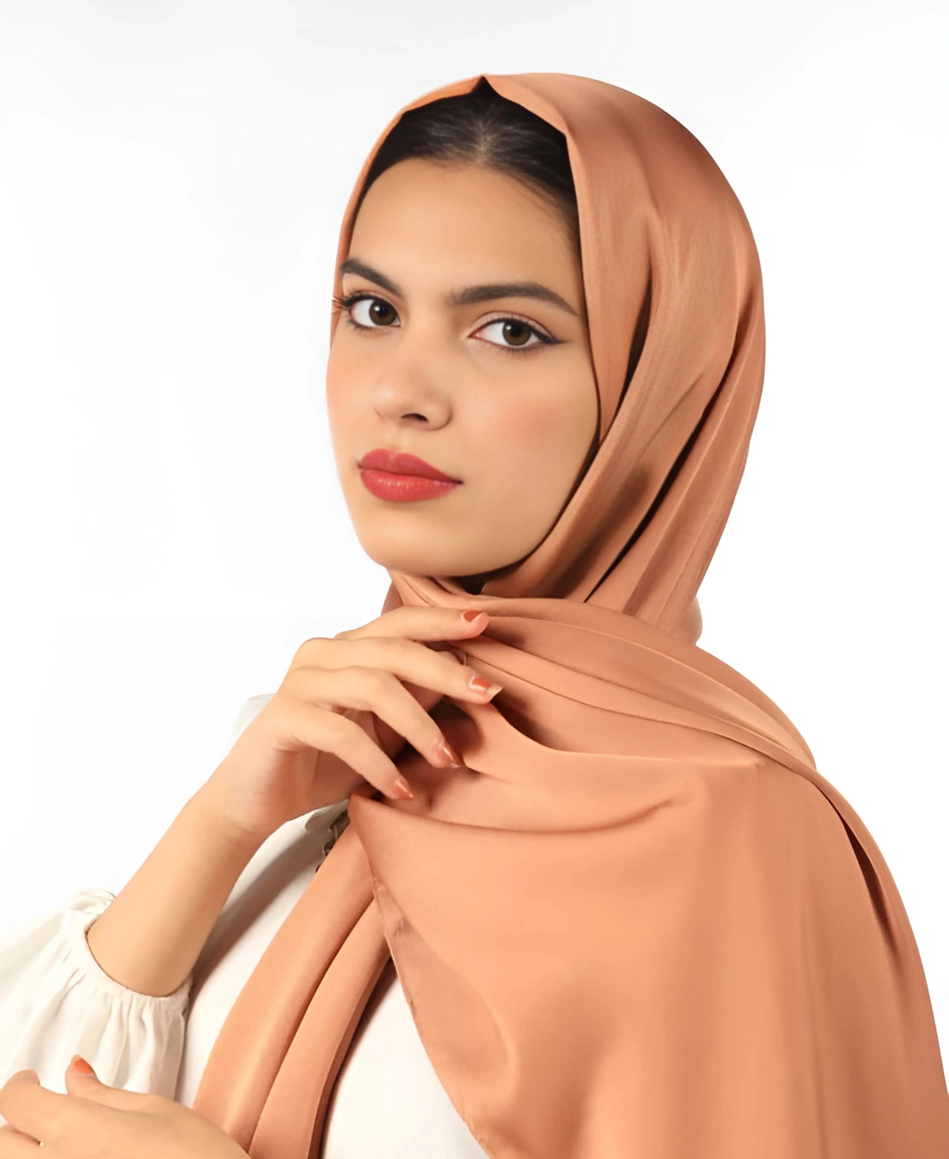 Girl wearing hijab with white background