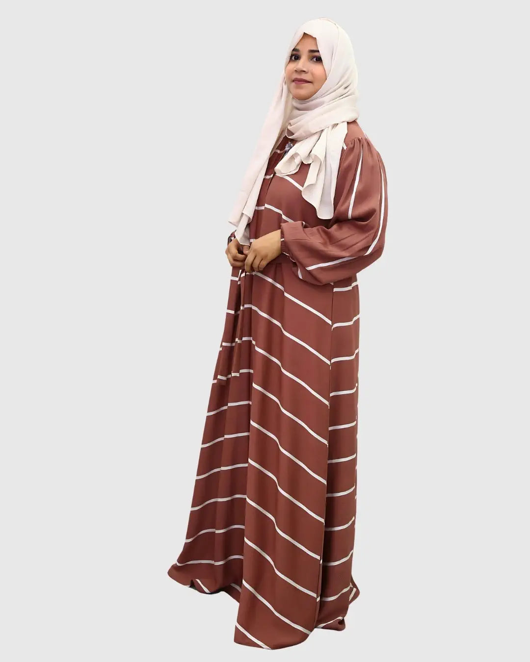 Girl is wearing premium quality zoom fabric abaya with hijab