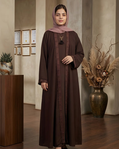 Rimsha Brown - Double Layer Georgette Abaya