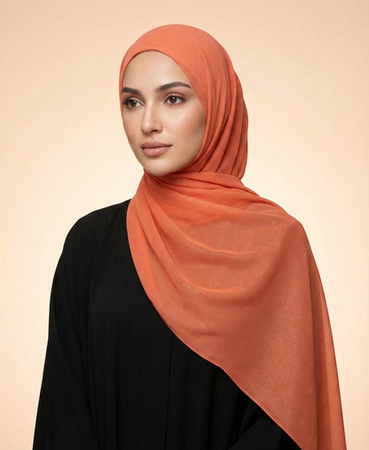 Burnt Orange - Shimmer Chiffon