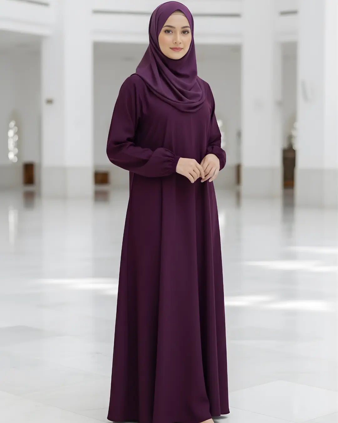 A girl wearing premium nida fabric abaya 